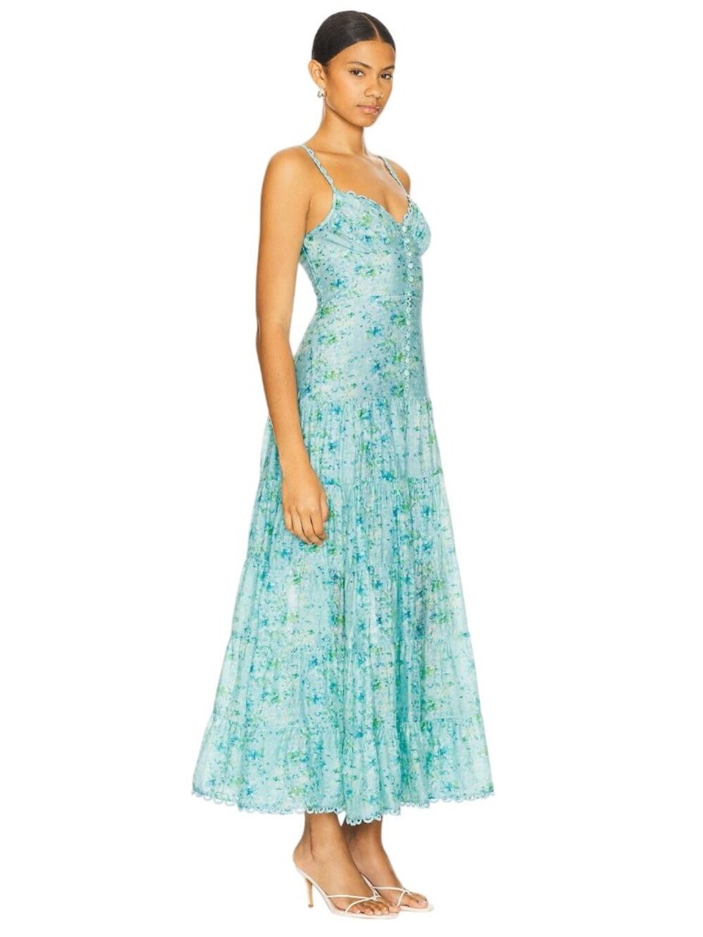 ASTR the Label Tazia Dress in Blue Floral Large New Womens Maxi Gown - Picture 3 of 11
